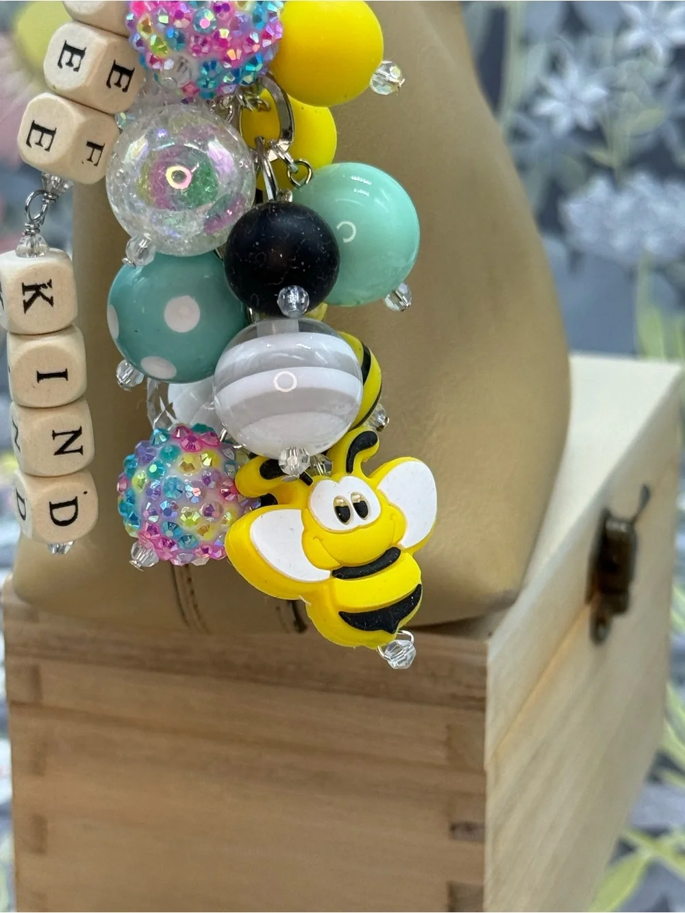 👑Adorned Crown Jewelry purse bag charm keychain bee kind Cha cha bauble
